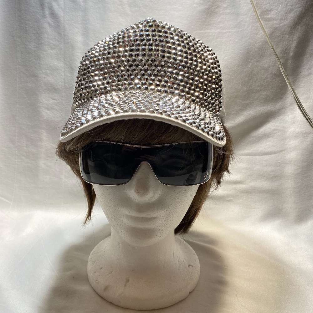 Studded stunning white embellished ball cap